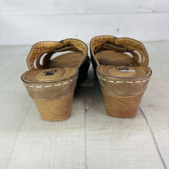 GC Women ODELIA  Bronze Lazer Slip On Wedge Lightweight  Sandals Shoes Size 8.5 - Picture 9 of 16